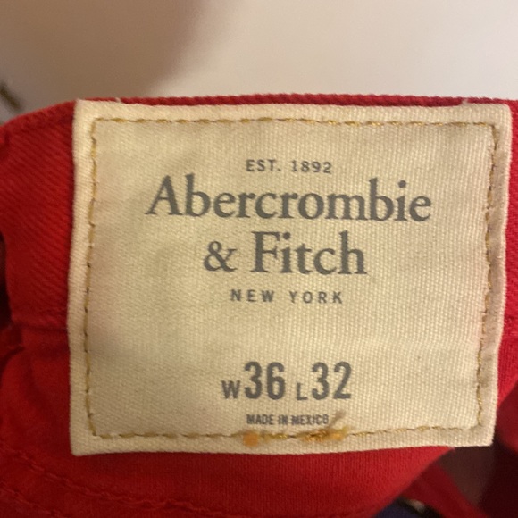 Abercrombie & Fitch Mens Red Denim Skinny Jean Size 36x32 - Picture 4 of 5